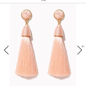 NWOT Blush Tassel Statement Earrings